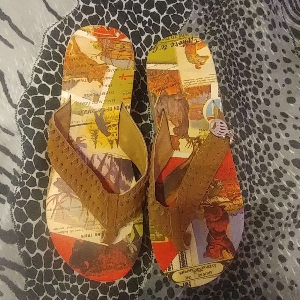 KICKBACKS Vintage Retro Vynol Wedge Slip On Sandal